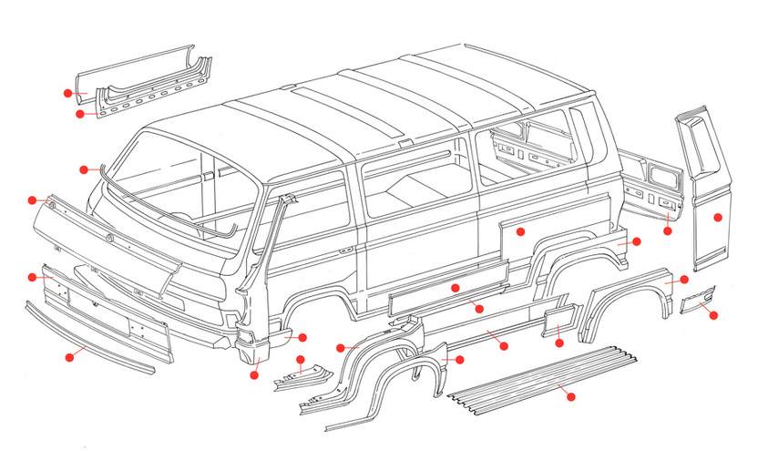 VW Bus T3 Blechteile & Karosserie | Reparaturbleche für Bulli T3