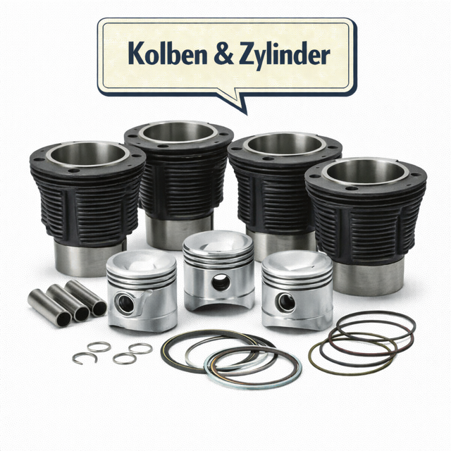 VW Bus T2 Motor Ersatzteile | Typ 1 & Typ 4 Flachmotor | Aircooledshopungen Zylinder Kolben Zylinderköpfe