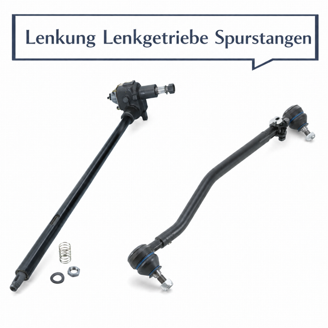 Complete steering system including steering box and tie rods for a VW Bus T1 Split Screen