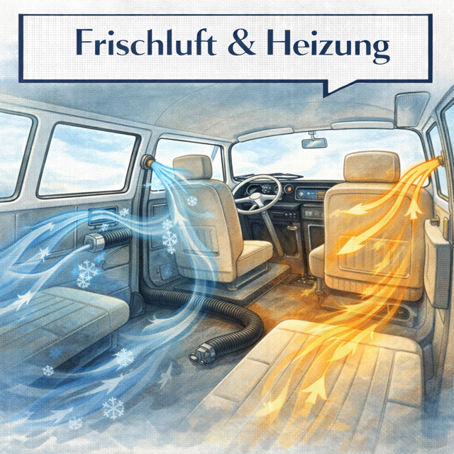 Frischluft & Heizung VW Bus T2 Hebel Schäuche Luftzufuhr
