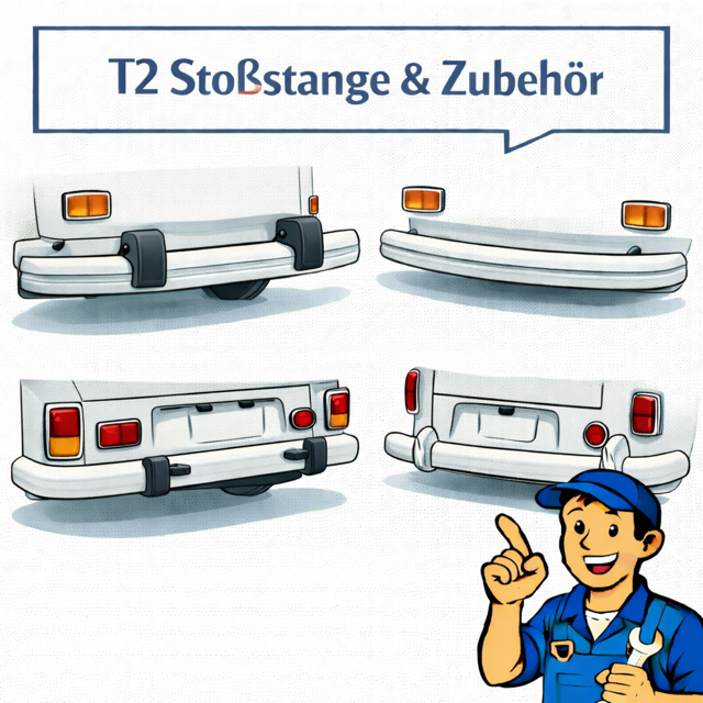 VW Bus T2 Bumpers Front & Rear | Chrome & Paintable