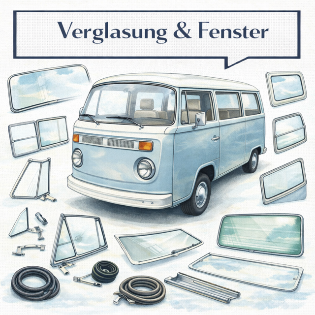VW Bus T2 Verglasung & Fenster | Windschutzscheibe, Schiebefenster & Glas