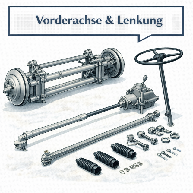 Vorderachse & Lenkung VW Bus T1 | Bundbolzen, Lenkgetriebe & Zubehör