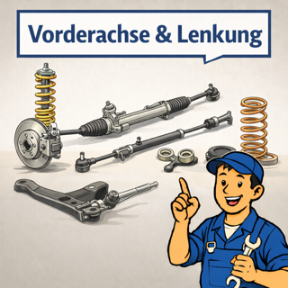 Vorderachs-Reparatursatz für VW Golf 1 mit Querlenkern, Spurstangenköpfen und Traggelenken