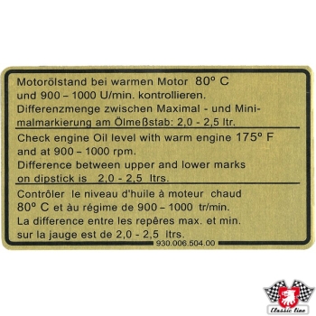 Klebeschild-Motorölstand-Porsche 911-93000650400