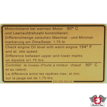 Klebeschild-Motorölstand-Porsche 911-93000650402