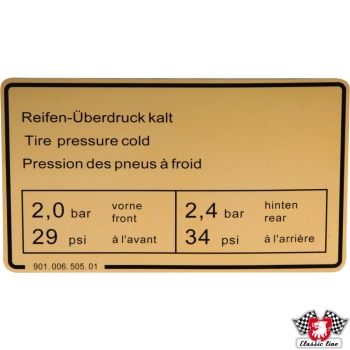 Klebeschild-Reifendruck-Porsche 911-90100650501