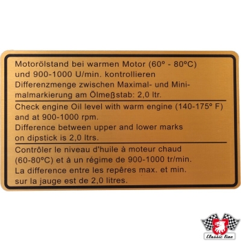 Klebeschild-Motorölstand-Porsche 911-91100650400