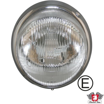 Scheinwerfer-mit-Chromring-mit-E-Marke.-Kann-für-Fahrzeuge-8/1964-7/1969-ohne-Parklicht-verwendet-werden-Porsche 911-91163111300