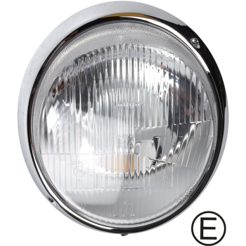 Scheinwerfer-mit-Chromring-mit-E-Marke-OE-Qualität.-Kann-für-Fahrzeuge-8/1964-7/1969-ohne-Standlicht-verwendet-werden-Porsche 911-91163111300