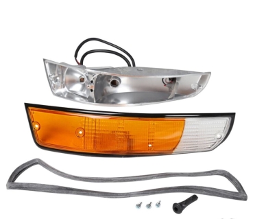 Blinker-mit-schwarzem-Rand-vorne-komplett-mit-Metallgehäuse-mit-E-Marke-links-Porsche 911-90163140130