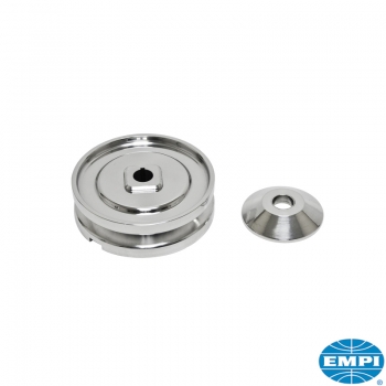 Pulley-set-for-alternator-12-Volt-Billet-Style-polished-aluminium--Including-washer-and-woodruff-key-VW-Käfer-16-9707-0