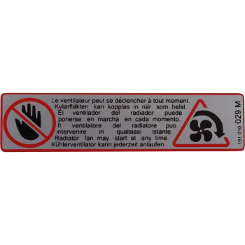 Warning Sticker for Fan VW Bus T4 09/90-06/03 | OE 191010029M