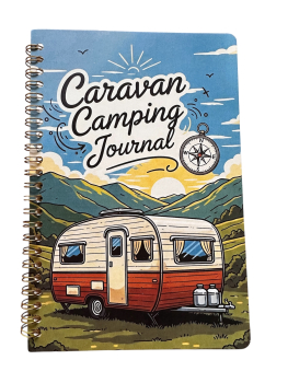 Open DIN A5 camping journal for VW Bus T1 and T2 drivers with 100 pages.le 