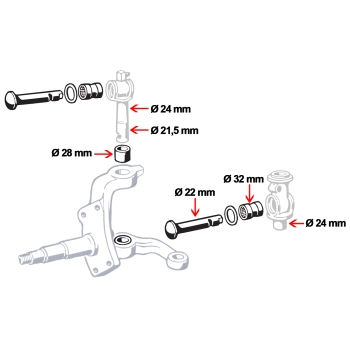 Link pin set VW Bus T1 ref no. 211498041A
