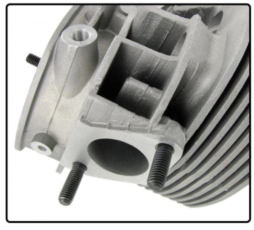 Autolinea 041 cylinder head empty (each) Type-1 dual port engines Type-3 dual port engines  Specifications: Bore: 85.5 mm Cylinder head Ø: 94 mm Valves: 40 x 35.5 mm Spark plug size: 12 mm