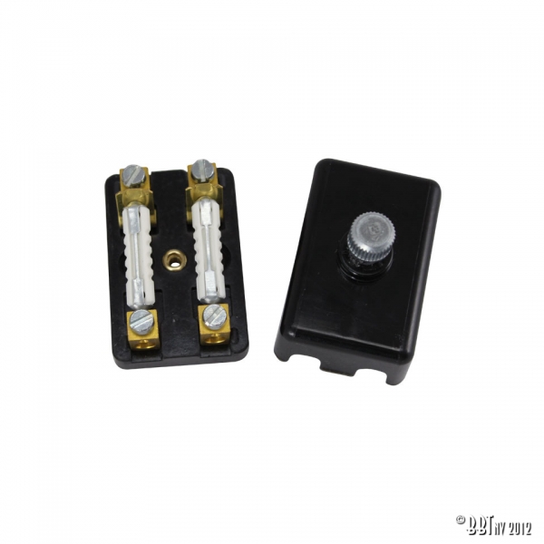 Fuse-box-bakelite-for-2-fuses-VW-Kaefer-111937041+111937455