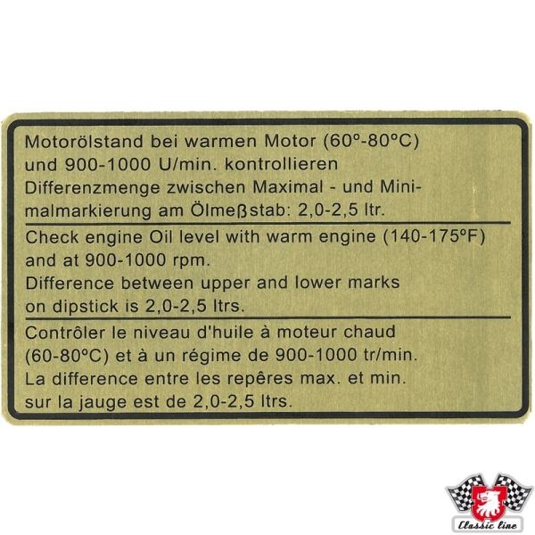 Klebeschild-Motorölstand-Porsche 911-91100650401