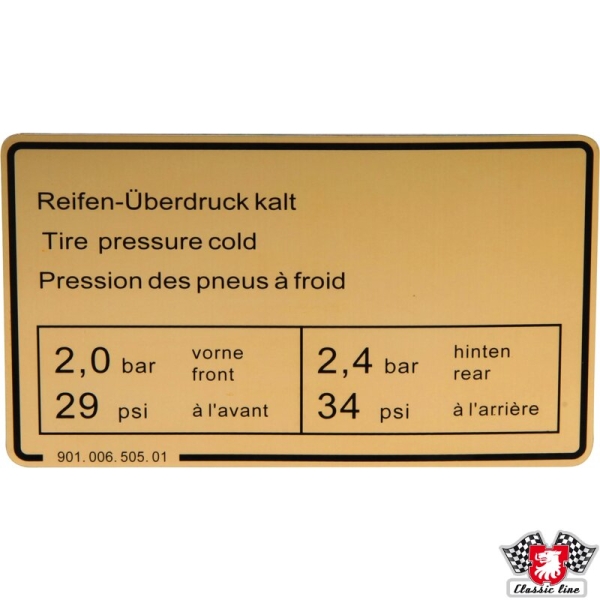 Klebeschild-Reifendruck-Porsche 911-90100650501