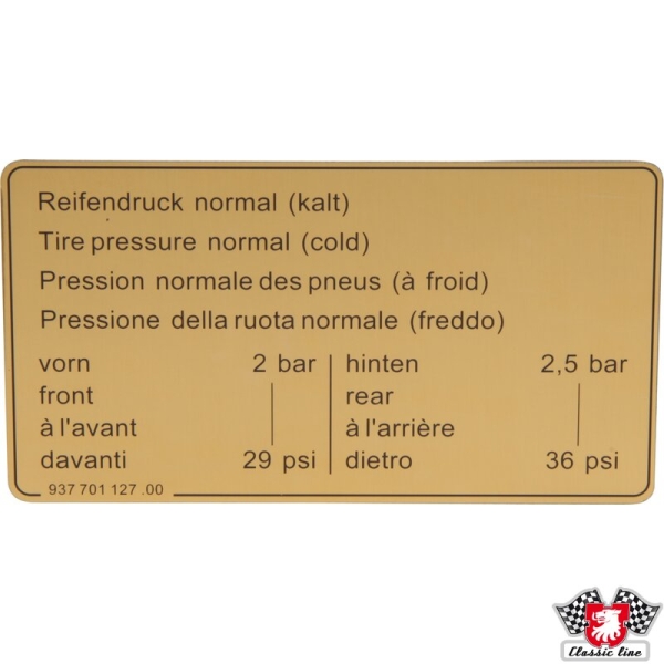 Sticker-tyre-pressure-Porsche 911-93770112700