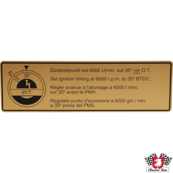 Klebeschild-Zündzeitpunkt-Porsche 911-90100650900