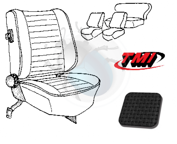 Beetle 8.1976 and later sedan Seat upholstery set without headrest black basket vinyl