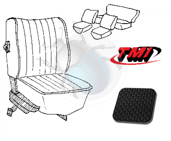 Seat upholstery set without headrest black basket vinyl Beetle 8.1972 until 7.1973 sedan