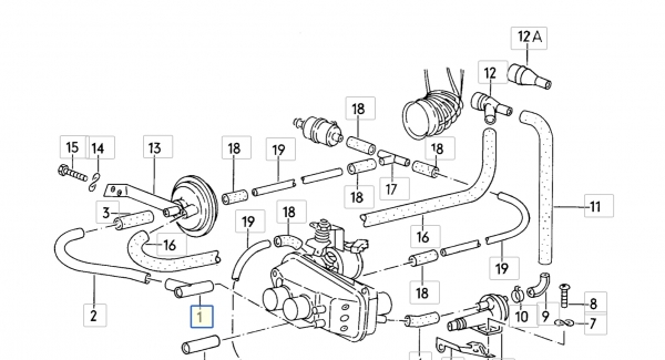 Ansaugluftkrümmer Krümmer Gummi T-Stück Luftfilter Verbindungskrümmer Unterdruckleitung Plenum Verbindung VW Bus T2 T2ab T2b Typ4 Motor T3 vergl. 022133083D