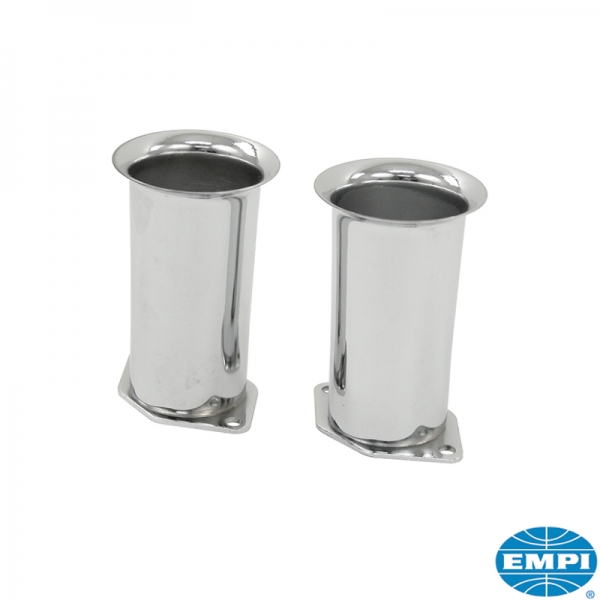 Chrome-velocity-stack-set-4"-2-pieces--Fits-all-Empi-HPMX-IDF-Weber--VW-Käfer-43-6054-0