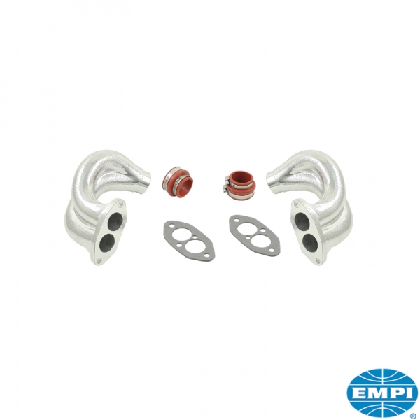 Intake-manifold-end-set-dual-port-aluminium-with-clamps-and-boots-VW-Käfer-00-3236-0