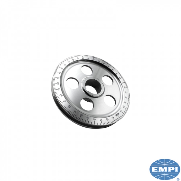 Standard-size-degree-crankshaft-pulley-with-timing-marks-blue-numbers-aluminium-polished-VW-Käfer-00-8914-0