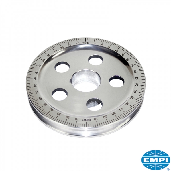Power-pulley-for-crankshaft-with-timing-marks-black-numbers-polished--Increase-horsepower-with-the-smaller-diameter-VW-Käfer-00-9115-0