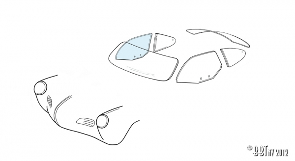 Türscheibe-rechts---Karmann-Ghia-Coupé-08/59--VW-Karmann-ghia-