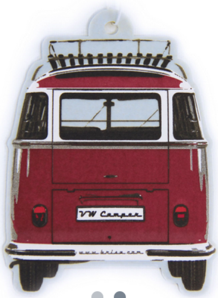VW T1 Bus Bulli Lufterfrischer Auto Duftbaum Wunderbaum Auto VW Bus T1 Motiv - Vanille / Rot