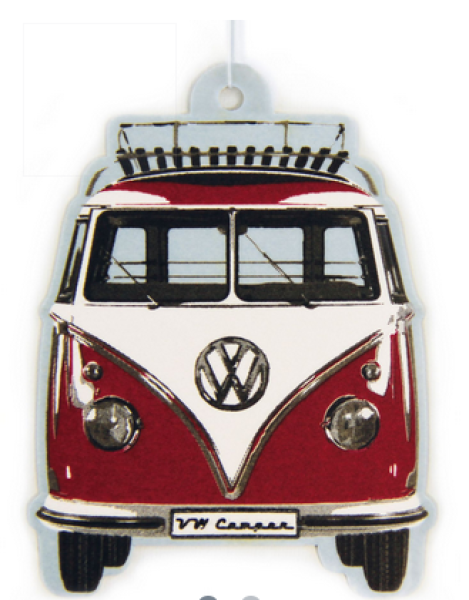 VW T1 Bus Bulli Lufterfrischer Auto Duftbaum Wunderbaum Auto VW Bus T1 Motiv - Vanille / Rot