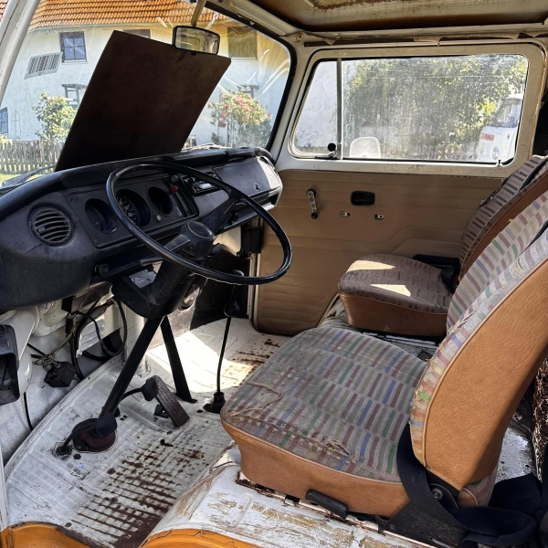 1978 T2 VW Bus Typ4 Motor überschaubares Restaurationsobjekt aus USA fahrbereit gelb / weiß