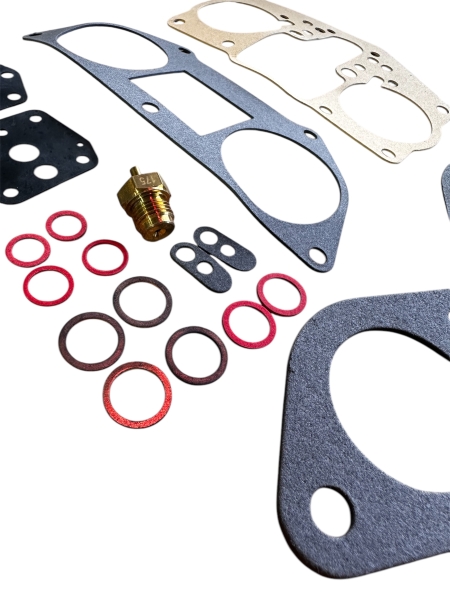 Gasket set for carburetor, Solex 40 PII-4. 2 sets required per car Porsche 912 1.6,1.6 Porsche ref no. 61610890203 RF64