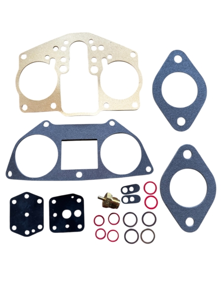 Gasket set for carburetor, Solex 40 PII-4. 2 sets required per car Porsche 912 1.6,1.6 Porsche ref no. 61610890203 RF64