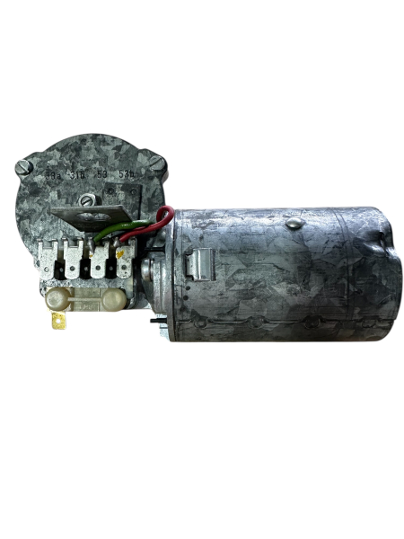 Nahaufnahme der SWF-Herstellerprägung und der 12V-Kennzeichnung auf dem Wischermotor-Gehäuse