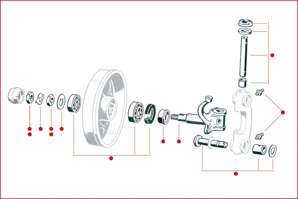 King/link pin repair kit VW Käfer Front Beam Beetle until 7.1965 Karmann Ghia until 7.1965