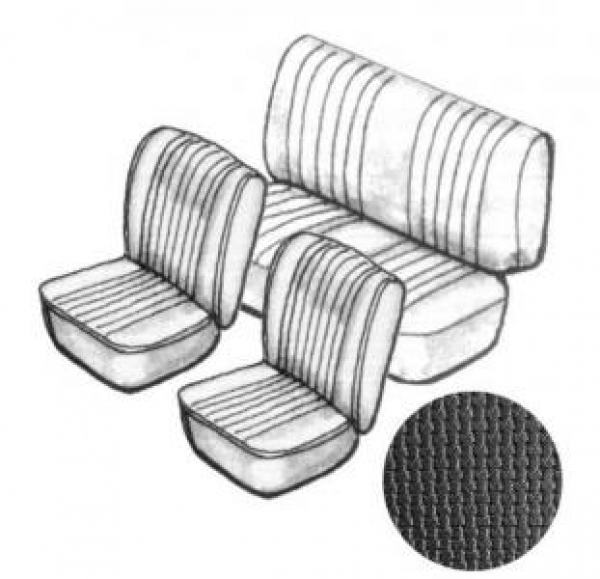 Seat upholstery without headrest black basket vinyl